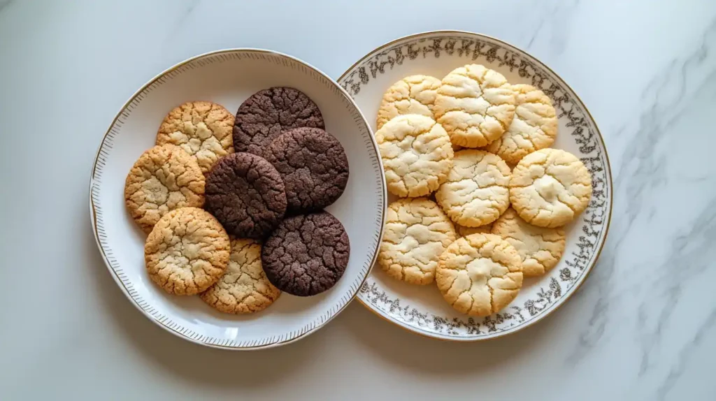 Comparison of hard, dry cookies next to soft, freshly baked ones.