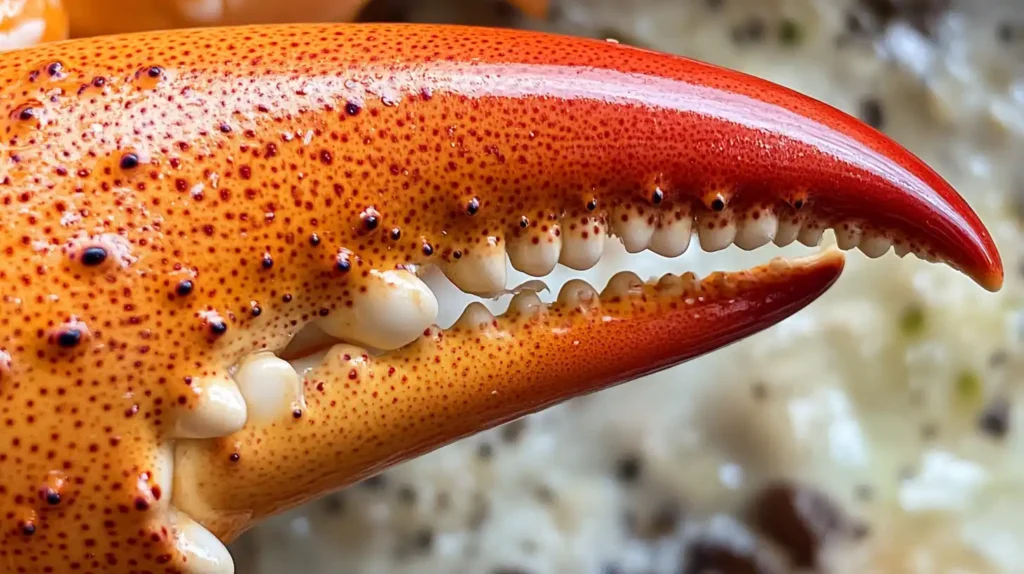 Close-up of a lobster’s crusher and pincher claws, showing their unique functions.