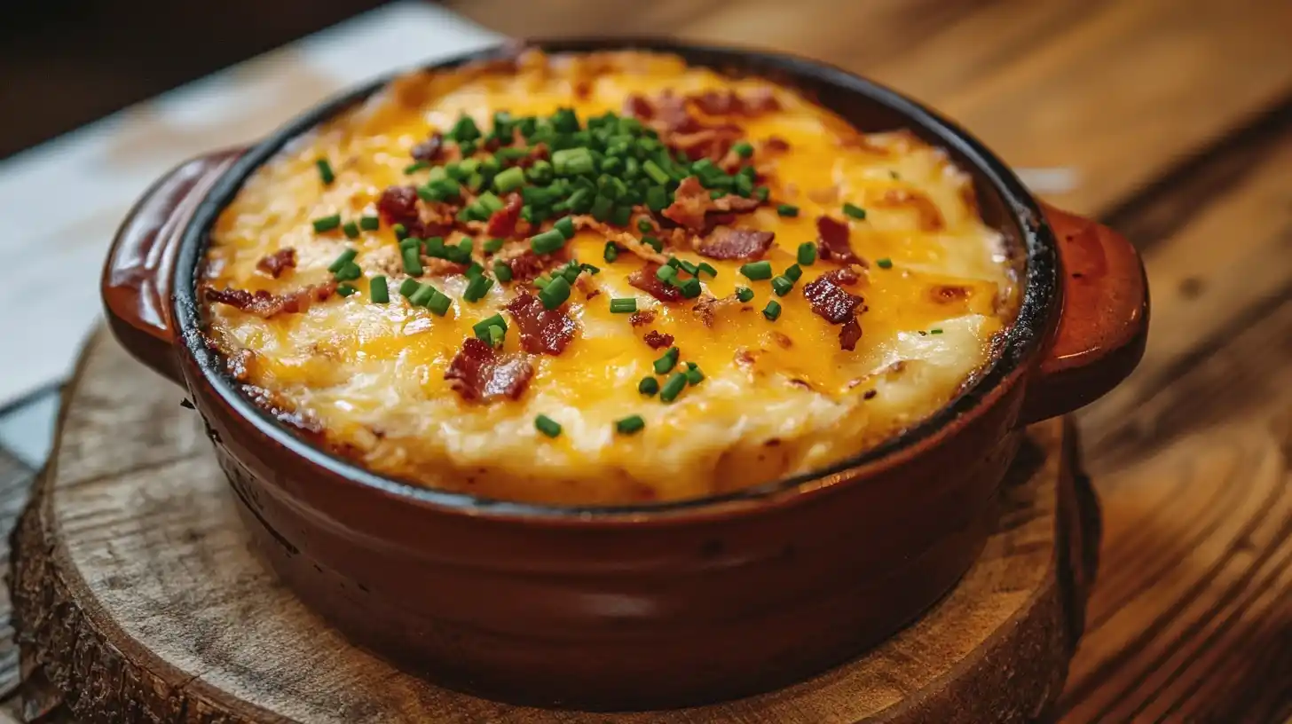 A bowl of Chili’s-inspired loaded baked potato soup with toppings.